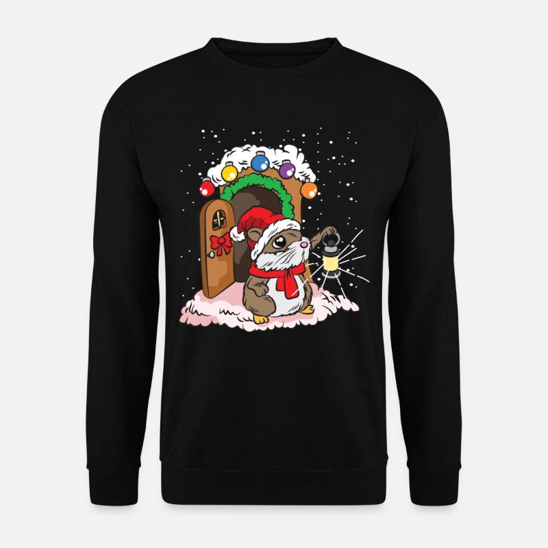 Süßer Hamster Weihnachten Meerschweinchen Haus - Unisex Pullover - Schwarz