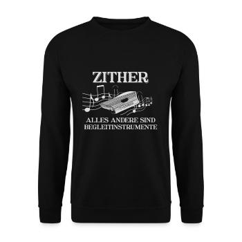 Zither lustiges Design für Musiker als Geschenk - Unisex Pullover - Schwarz - Vorne - Alina (178cm) & Michal (187cm)