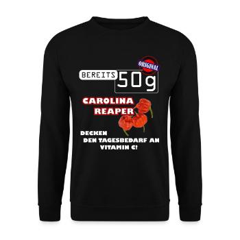 Tagesbedarf vitamin carolina reaper chili humor - Unisex Pullover - Schwarz - Vorne - Alina (178cm) & Michal (187cm)