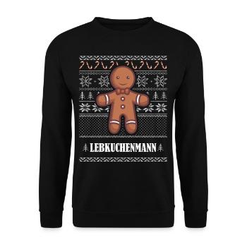 Ugly Christmas Sweater Lebkuchenmann Parnter Paar - Unisex Pullover - Schwarz - Vorne - Alina (178cm) & Michal (187cm)
