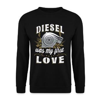 Diesel was my first love - Unisex Sweatshirt - black - Front - Alina (178cm) & Michal (187cm)