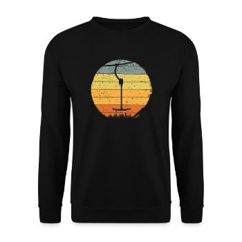 Retro Vintage Skilift Winterurlaub Wintersport - Unisex Pullover - Schwarz - Vorne - Alina (178cm) & Michal (187cm)