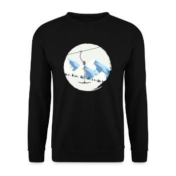 Skilift Winter Berge Bügellift Ankerlift Vintage - Unisex Pullover - Schwarz - Vorne - Alina (178cm) & Michal (187cm)