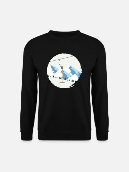 Skilift Winter Berge Bügellift Ankerlift Vintage - Unisex Pullover - Schwarz