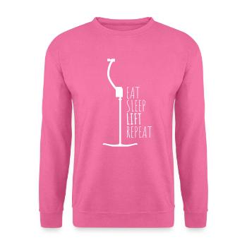 EAT SLEEP LIFT REPEAT Skilift Winter BergeBügel - Unisex Pullover - Pink - Vorne