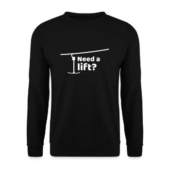 NEED A LIFT? Skilift Lustiger Spruch Skiurlaub Apr - Unisex Pullover - Schwarz - Vorne - Alina (178cm) & Michal (187cm)