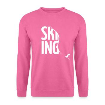 SKIING Skifahrer zieht Spur durch Schnee Geschenk - Unisex Pullover - Pink - Vorne