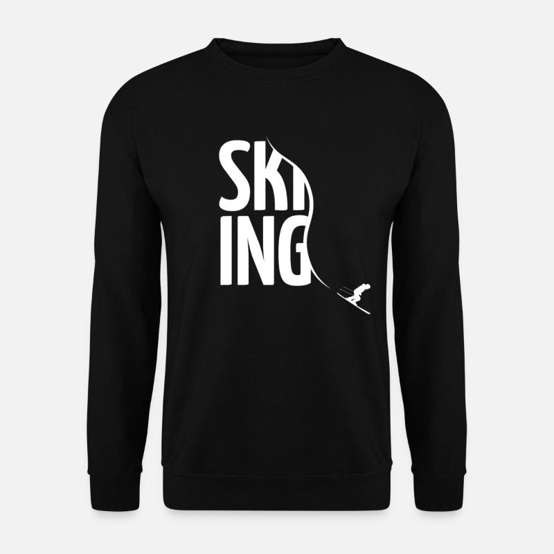 SKIING Skifahrer zieht Spur durch Schnee Geschenk - Unisex Pullover - Schwarz