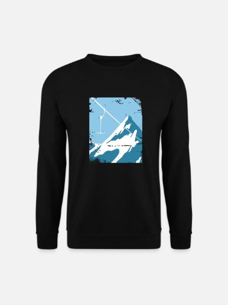 Skilift vor Bergpanorama - Unisex Pullover - Schwarz