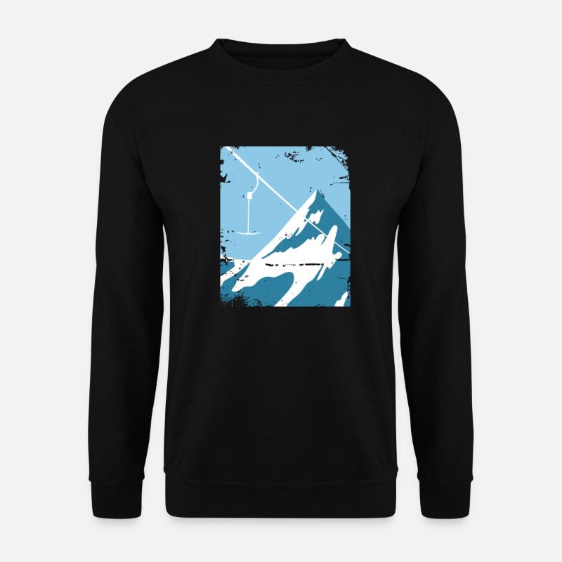 Skilift vor Bergpanorama - Unisex Pullover - Schwarz