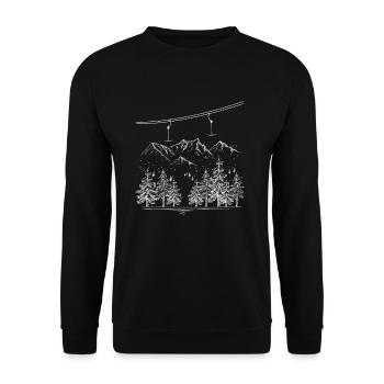 Skilift Ydylle Skifahren Winter Urlaub geschenk - Unisex Pullover - Schwarz - Vorne - Alina (178cm) & Michal (187cm)
