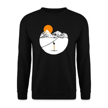 Hiver paradis montagne téléski téléski remorquage soleil - Sweat-shirt Unisexe - noir - Devant - Alina (178cm) & Michal (187cm)