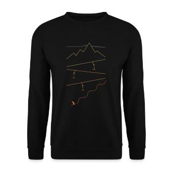 Modern Skifahrer Skilift Winter Urlaub - Unisex Pullover - Schwarz - Vorne - Alina (178cm) & Michal (187cm)