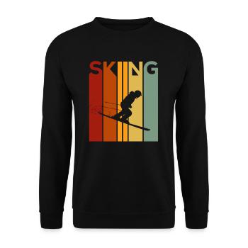 SKIING Retro Design Skifahrer Ski Winter Geschenk - Unisex Pullover - Schwarz - Vorne - Alina (178cm) & Michal (187cm)