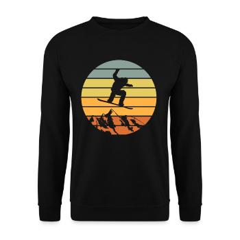Snowboarders in retro circle design with colors - Unisex Sweatshirt - black - Front - Alina (178cm) & Michal (187cm)