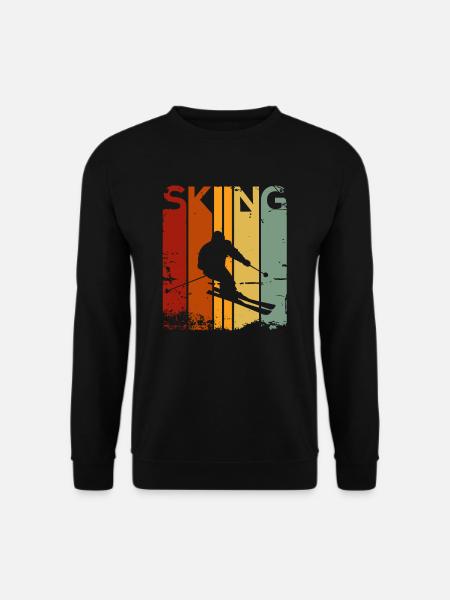 SKIING Skifahrer carvt durch Schnee im Retro Desig - Unisex Pullover - Schwarz