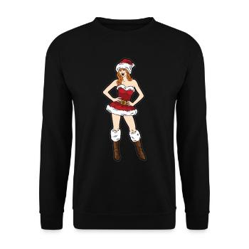 Sexy woman girl in a tight outfit Christmas - Unisex Sweatshirt - black - Front - Alina (178cm) & Michal (187cm)