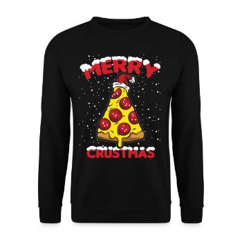 MERRY CRUSTMAS Pizza Liebhaber Salami Pizzeria - Unisex Pullover - Schwarz - Vorne - Alina (178cm) & Michal (187cm)