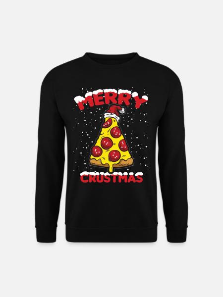 MERRY CRUSTMAS Pizza Liebhaber Salami Pizzeria - Unisex Pullover - Schwarz