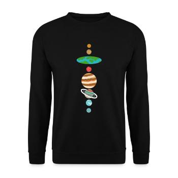 Flat Earth Solar System Flat Earth - Unisex Sweatshirt - black - Front - Alina (178cm) & Michal (187cm)