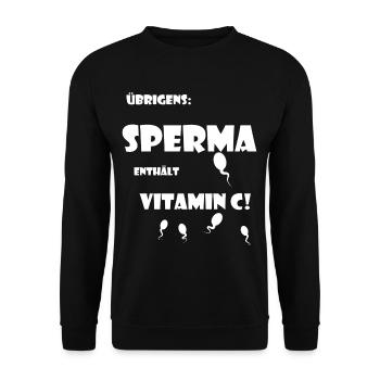 sperma enthält vitamin c notgeil lustig spass - Unisex Pullover - Schwarz - Vorne - Alina (178cm) & Michal (187cm)