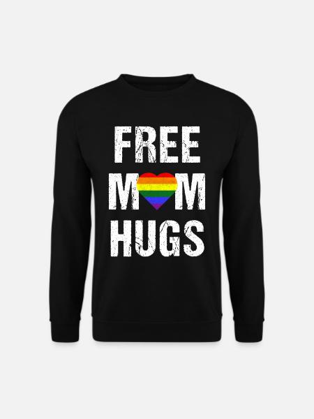 Free Mom Hugs LGBT Rainbow Line Mom Free HugsGift - Unisex Pullover - Schwarz