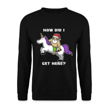 Weihnachtsmann Bier Einhorn bin ich hergekommen - Unisex Pullover - Schwarz - Vorne - Alina (178cm) & Michal (187cm)