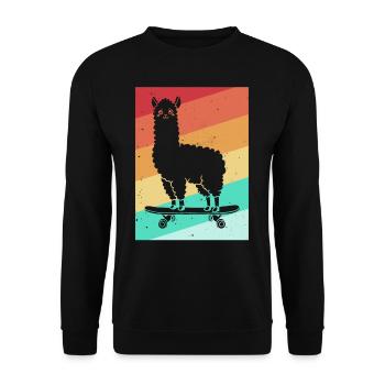Llama Skateboard Skate Skater Retro - Unisex Sweatshirt - black - Front - Alina (178cm) & Michal (187cm)