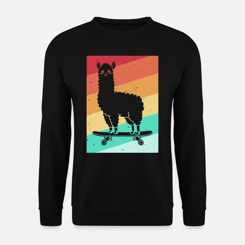 Lama Skateboard Skate Skater Retro - Unisex Pullover - Schwarz