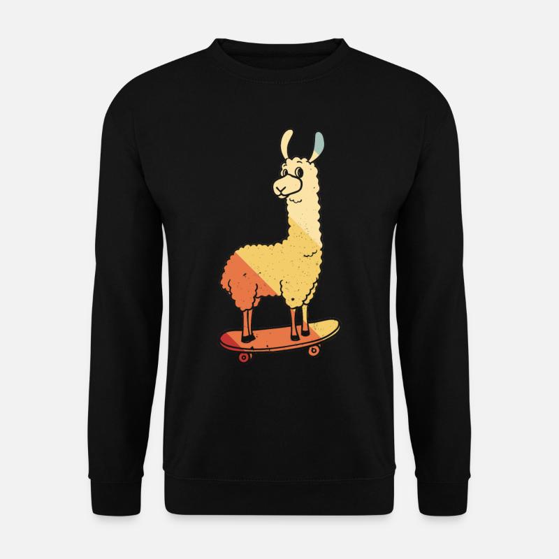 Lama Skateboard Skate Skater Retro - Unisex Pullover - Schwarz