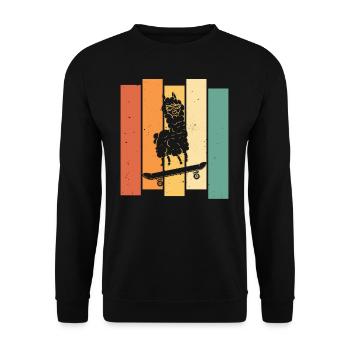 Llama Skateboard Skate Skater Retro - Unisex Sweatshirt - black - Front - Alina (178cm) & Michal (187cm)