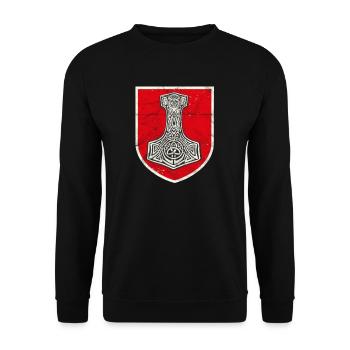 Mjolnir Thors Hammer Norse Mythology Viking Odin - Unisex Sweatshirt - black - Front - Alina (178cm) & Michal (187cm)