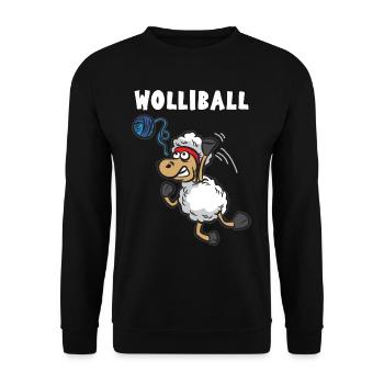 WOLLIBALL Volleyball Humor Schaf Wolle Humor Witz - Unisex Pullover - Schwarz - Vorne - Alina (178cm) & Michal (187cm)
