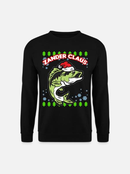 ZANDER CLAUS Angler Fischer Humor Weihnachten Witz - Unisex Pullover - Schwarz