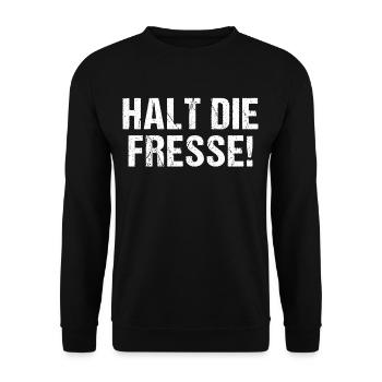 Halt die Fresse - Unisex Pullover - Schwarz - Vorne - Alina (178cm) & Michal (187cm)