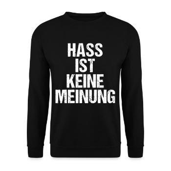 Hass ist keine Meinung | Gegen Rechts - Unisex Pullover - Schwarz - Vorne - Alina (178cm) & Michal (187cm)