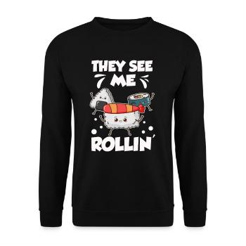 Sushi Fan Sushi Funny - Sweat-shirt Unisexe - noir - Devant - Alina (178cm) & Michal (187cm)