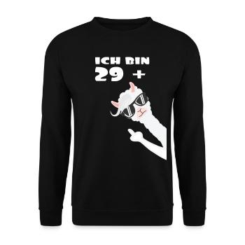 Ich bin 29 plus Lama Alpaka - Unisex Pullover - Schwarz - Vorne - Alina (178cm) & Michal (187cm)