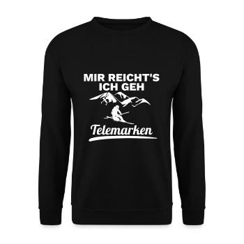 Telemark Free Heel Nordic Ski Geschenk - Unisex Pullover - Schwarz - Vorne - Alina (178cm) & Michal (187cm)