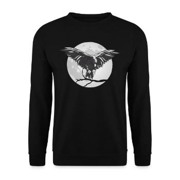 Raven crow in the full moon - Unisex Sweatshirt - black - Front - Alina (178cm) & Michal (187cm)