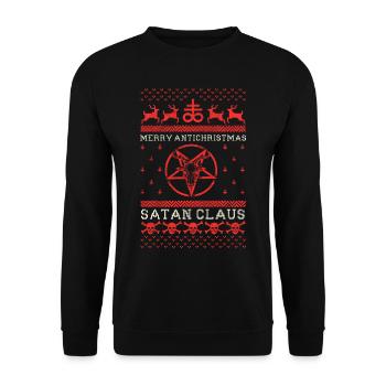 Anti Christmas Satan Baphomet Tarot Metal Satanic - Unisex Sweatshirt - black - Front - Alina (178cm) & Michal (187cm)