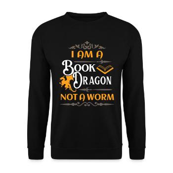 Books dragon reading worm fantasy novels fan - Unisex Sweatshirt - black - Front - Alina (178cm) & Michal (187cm)
