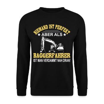 Baggerfahrer Sprüche Bagger Baggerführer Baustelle - Unisex Pullover - Schwarz - Vorne - Alina (178cm) & Michal (187cm)