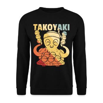 Takoyaki Squid Japanese Retro - Unisex Sweatshirt - black - Front - Alina (178cm) & Michal (187cm)
