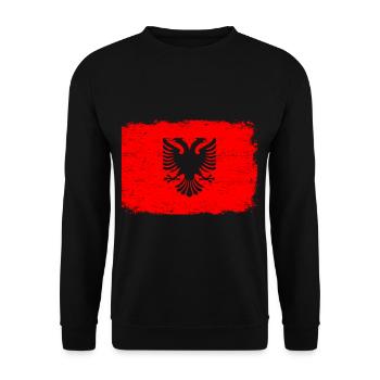 ALBANISCHE FLAGGE Albanien Fahne Geschenk Albaner - Unisex Pullover - Schwarz - Vorne - Alina (178cm) & Michal (187cm)