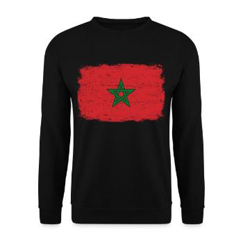 MAROKKO FLAGGE Marokkanische Fahne Geschenk - Unisex Pullover - Schwarz - Vorne - Alina (178cm) & Michal (187cm)
