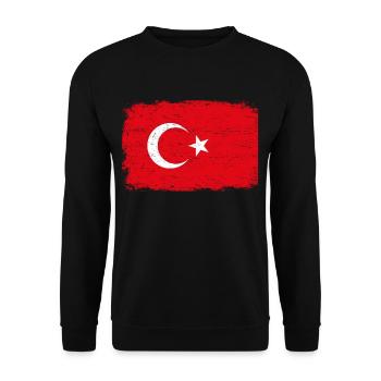 TURKISH FLAG Turkey flag gift for Turks - Unisex Sweatshirt - black - Front - Alina (178cm) & Michal (187cm)