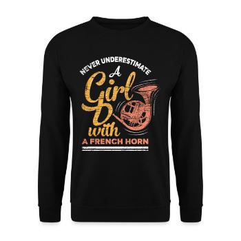 French horn instrument - Unisex Sweatshirt - black - Front - Alina (178cm) & Michal (187cm)