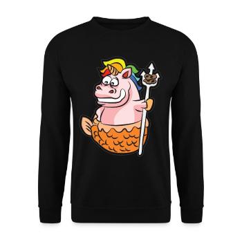 Einhorn Horoskop Sternzeichen Wassermann Humor - Unisex Pullover - Schwarz - Vorne - Alina (178cm) & Michal (187cm)