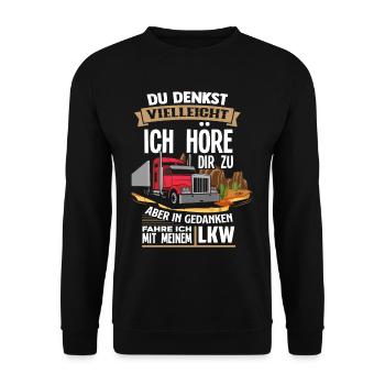 LKW Zuhören - Unisex Pullover - Schwarz - Vorne - Alina (178cm) & Michal (187cm)